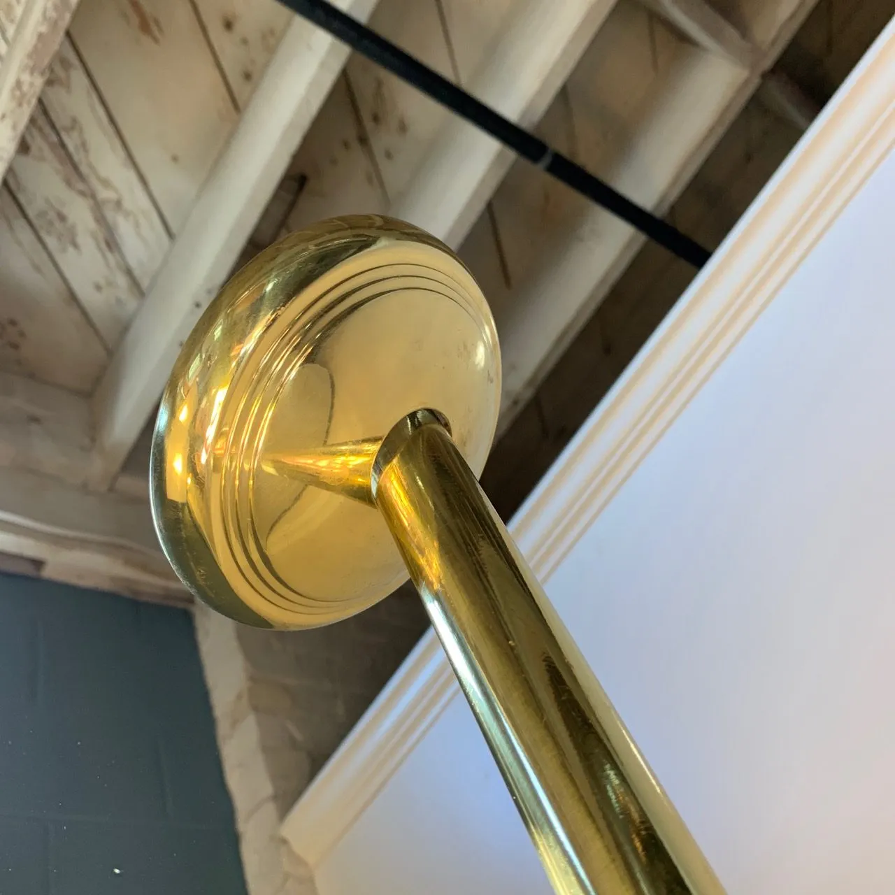 Pendant Light, Brass, Ribbed Glass