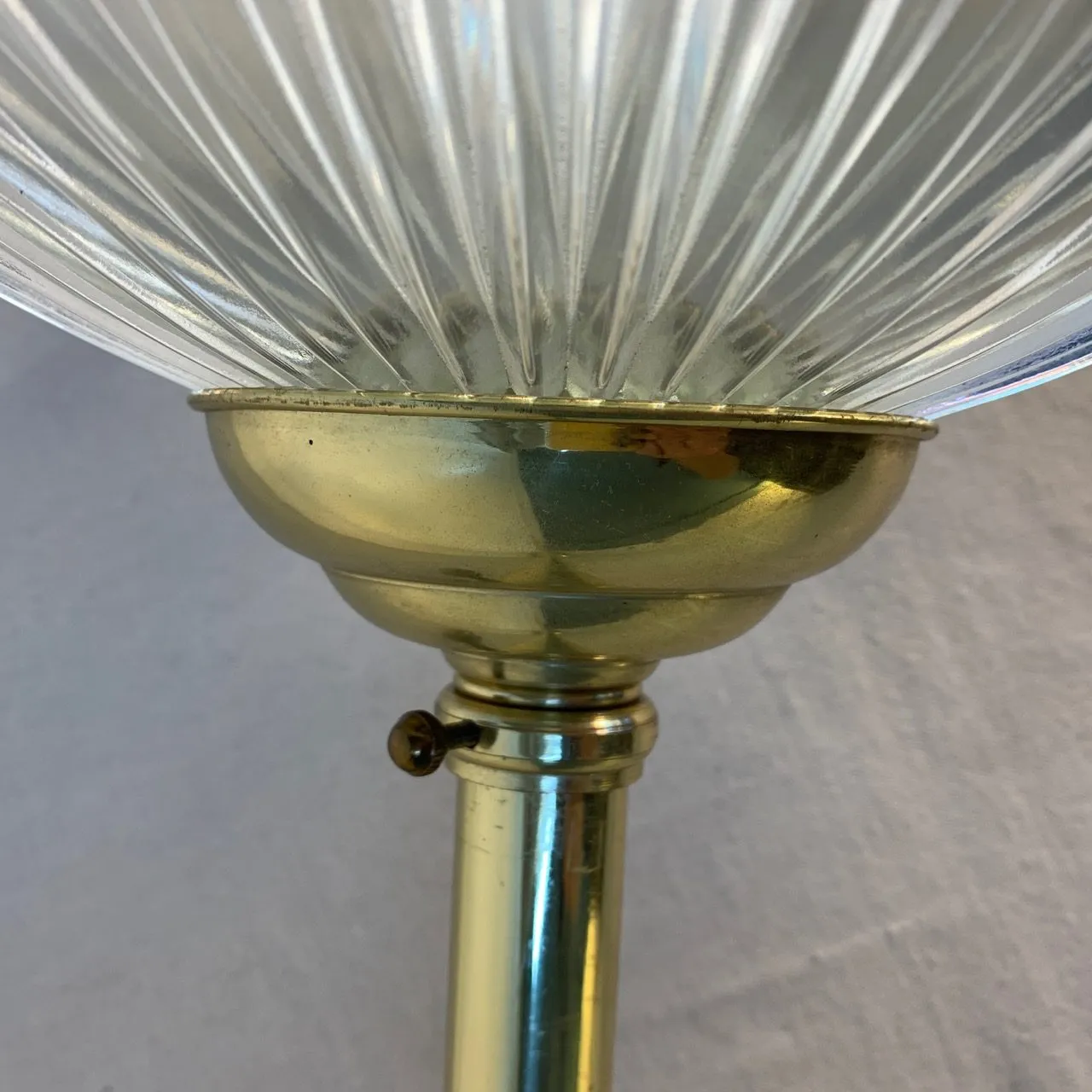 Pendant Light, Brass, Ribbed Glass