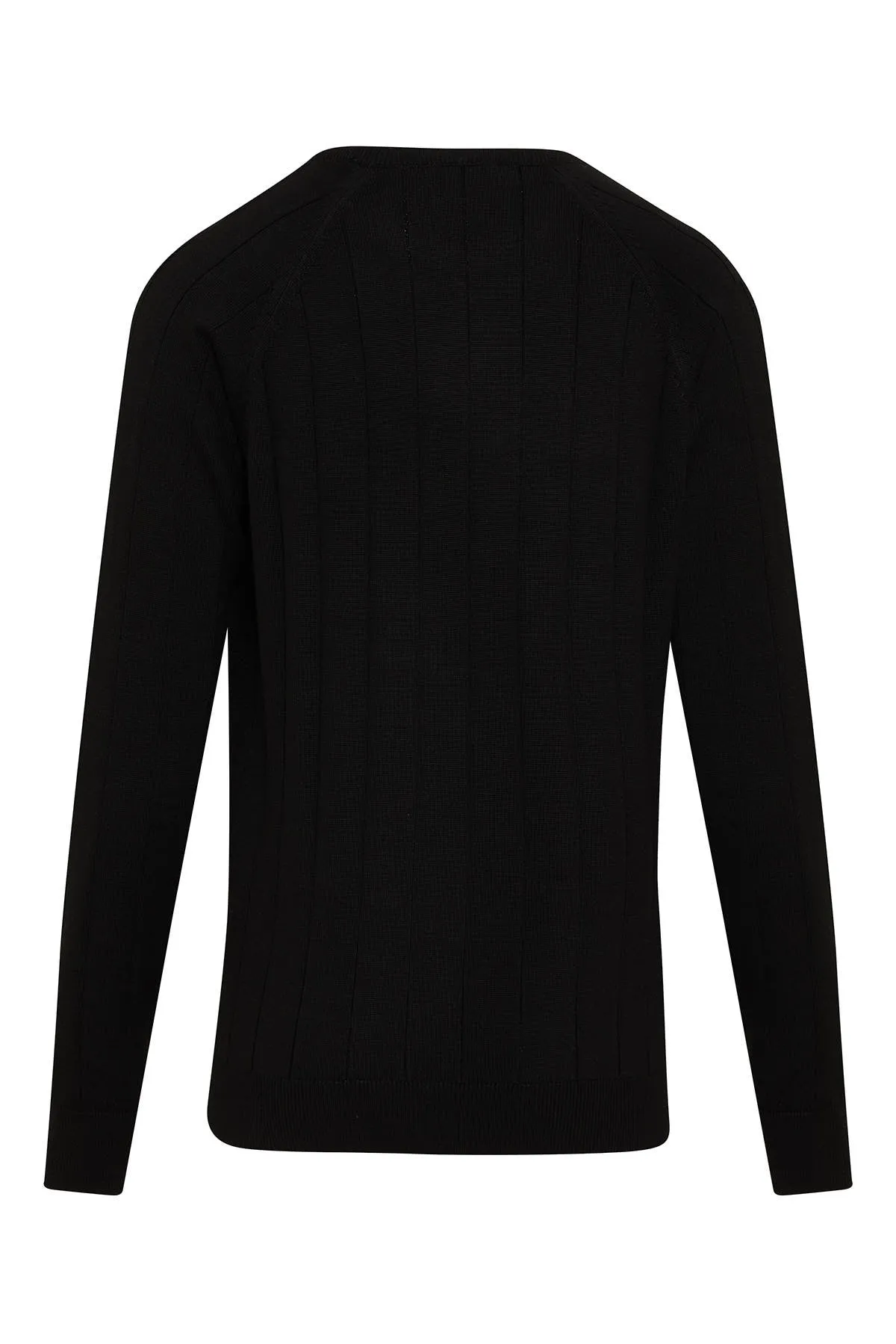 Regular Fit Black Cotton Blend Crewneck Sweater
