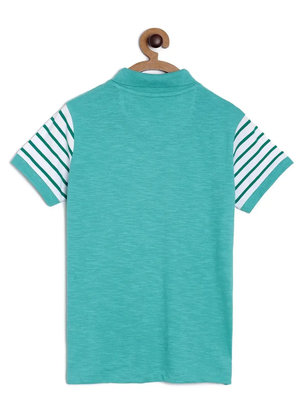 Sea Green Patterned Polo Cotton T-shirt