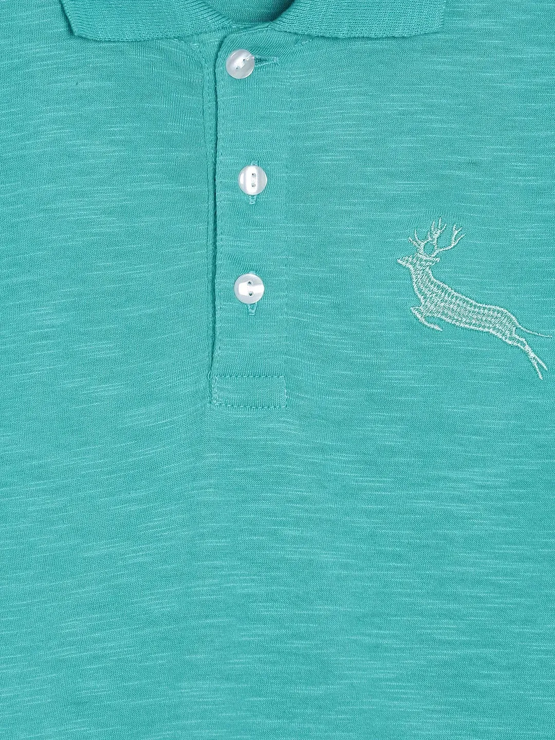 Sea Green Patterned Polo Cotton T-shirt