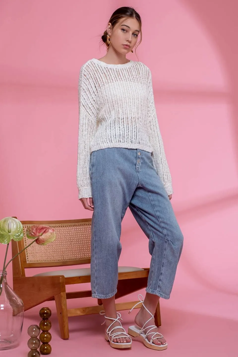 SHEER KNIT PULLOVER KNIT SWEATER