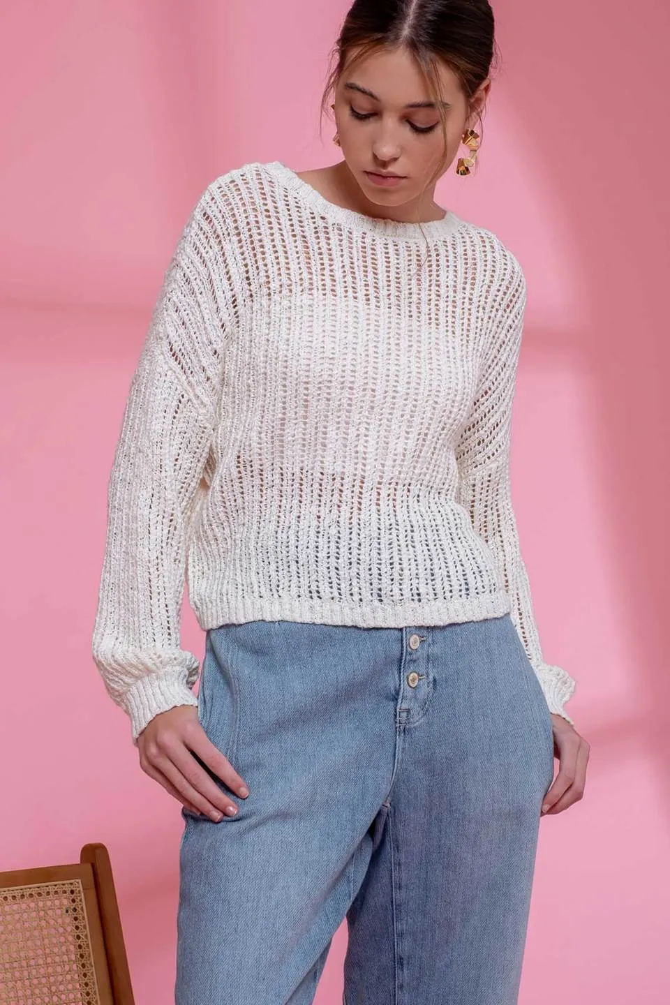SHEER KNIT PULLOVER KNIT SWEATER
