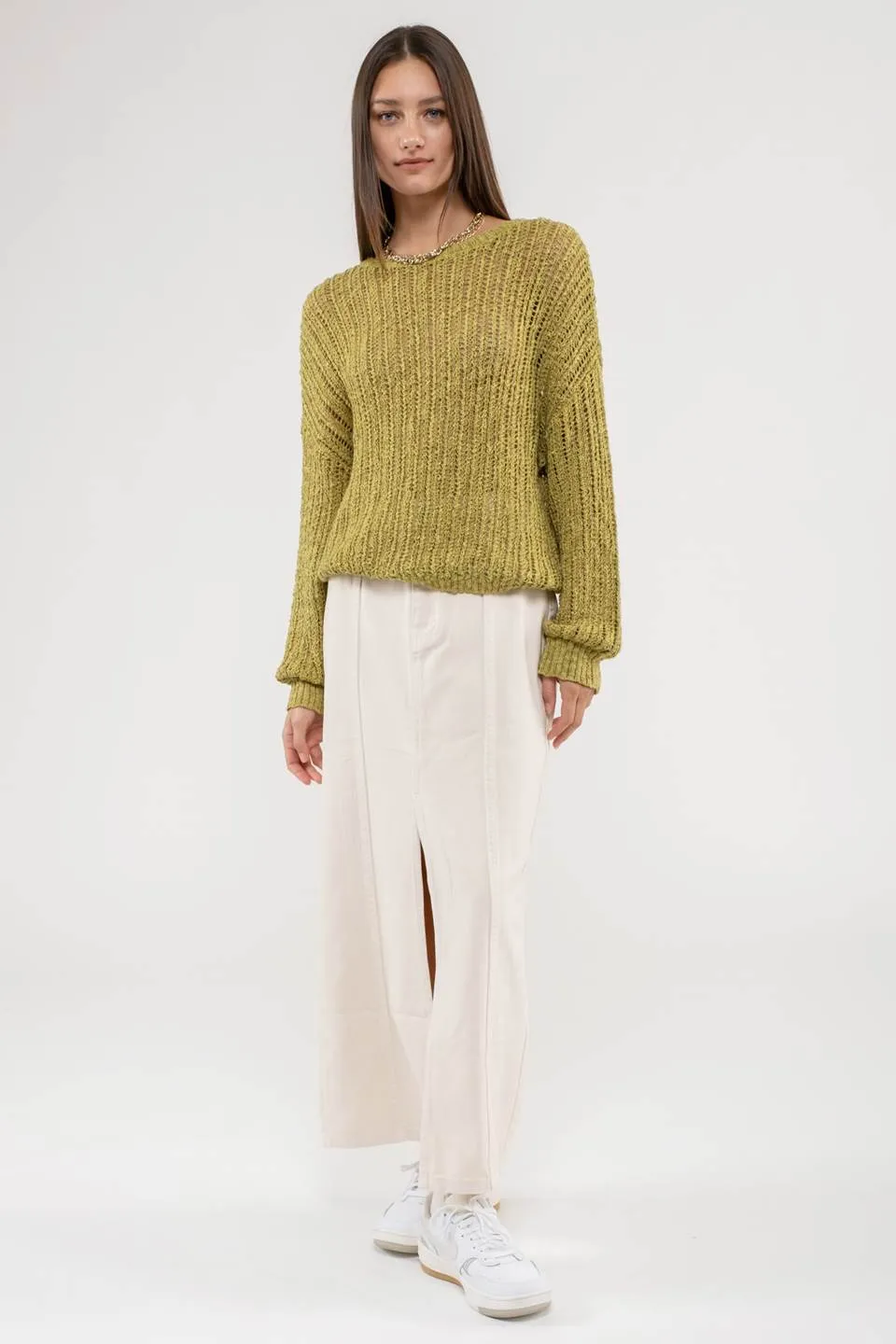 SHEER KNIT PULLOVER KNIT SWEATER
