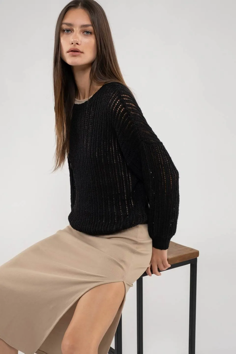 SHEER KNIT PULLOVER KNIT SWEATER