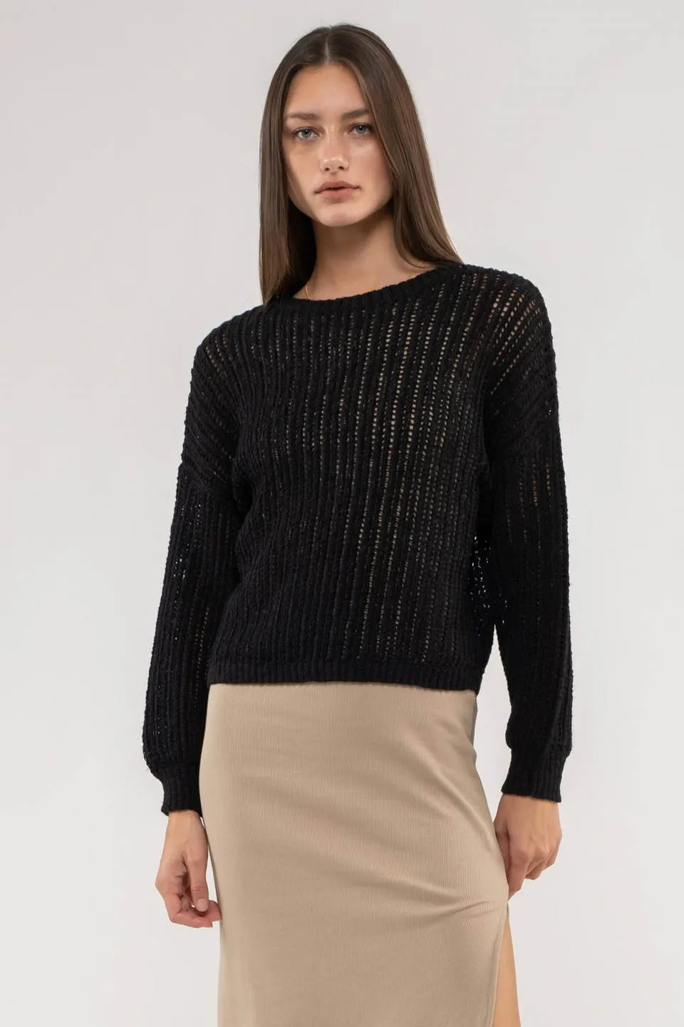 SHEER KNIT PULLOVER KNIT SWEATER