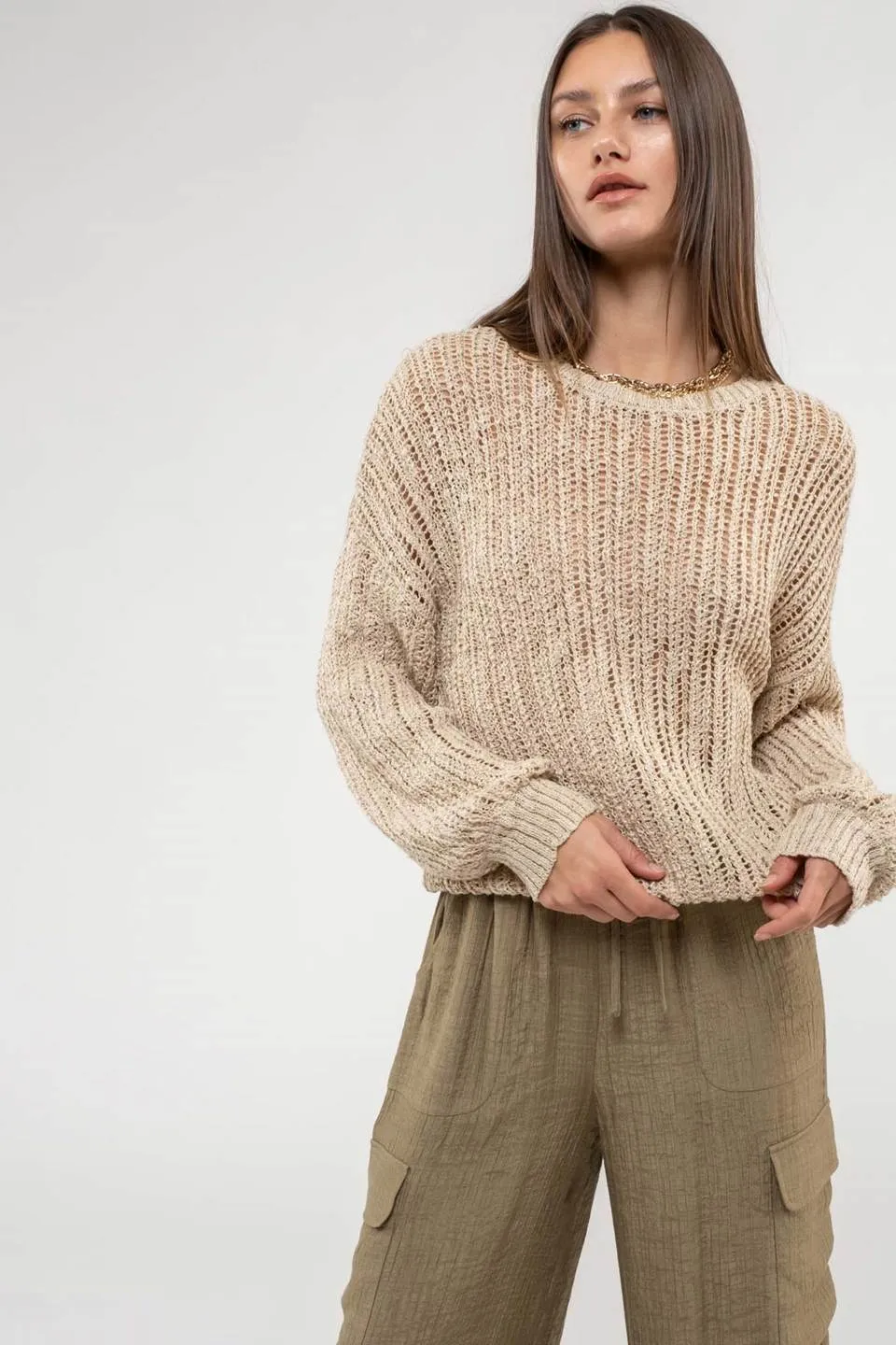 SHEER KNIT PULLOVER KNIT SWEATER