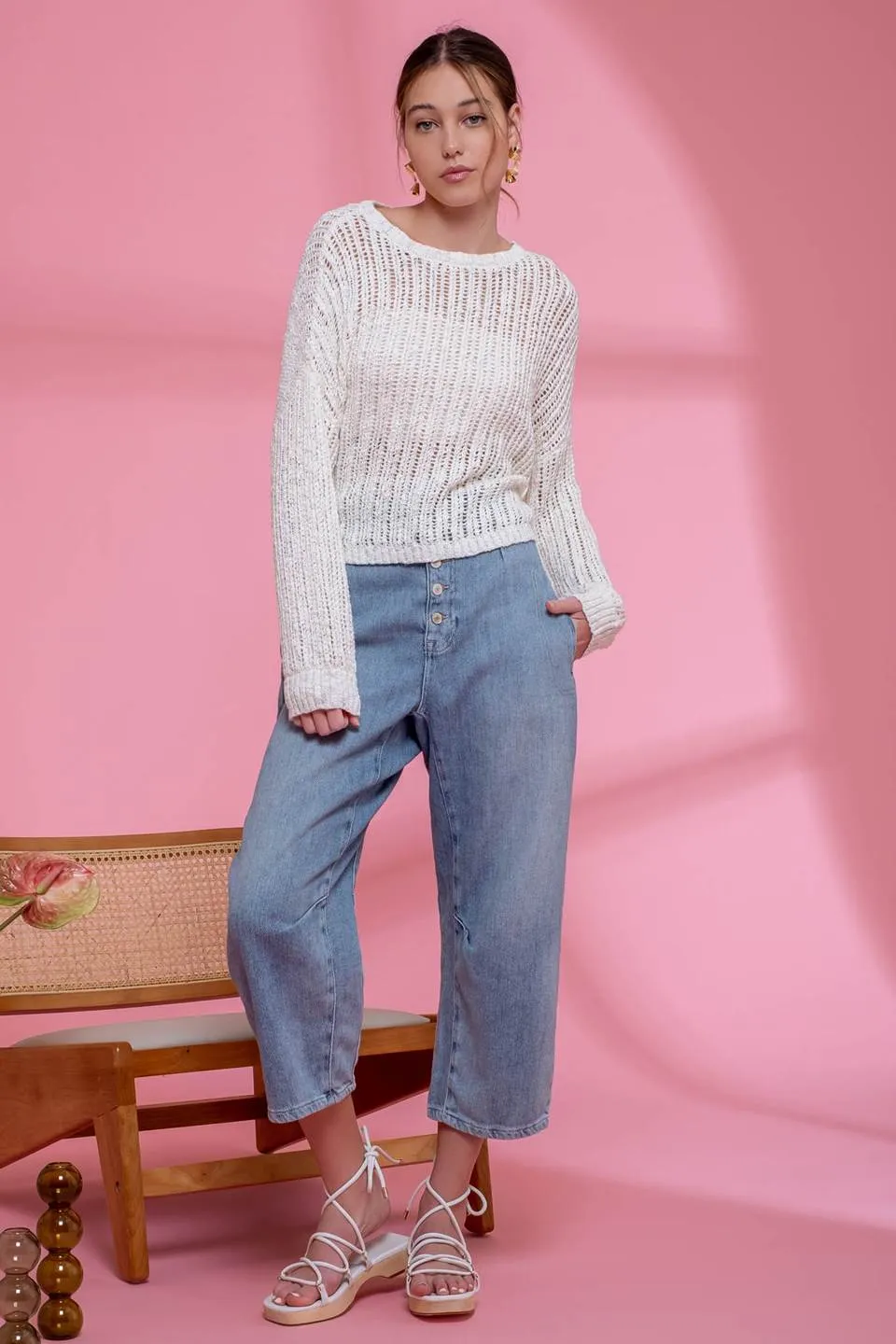 SHEER KNIT PULLOVER KNIT SWEATER