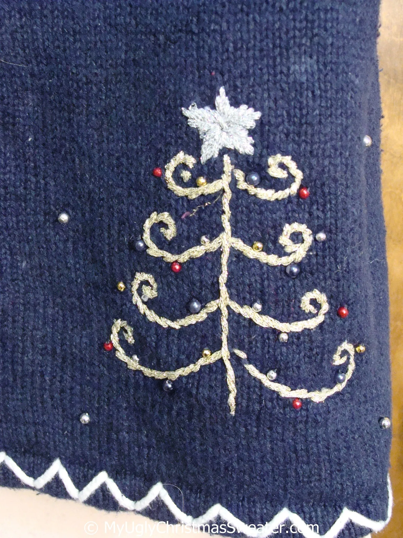 Ugly Christmas Sweater Vest with Zig Zag Trim