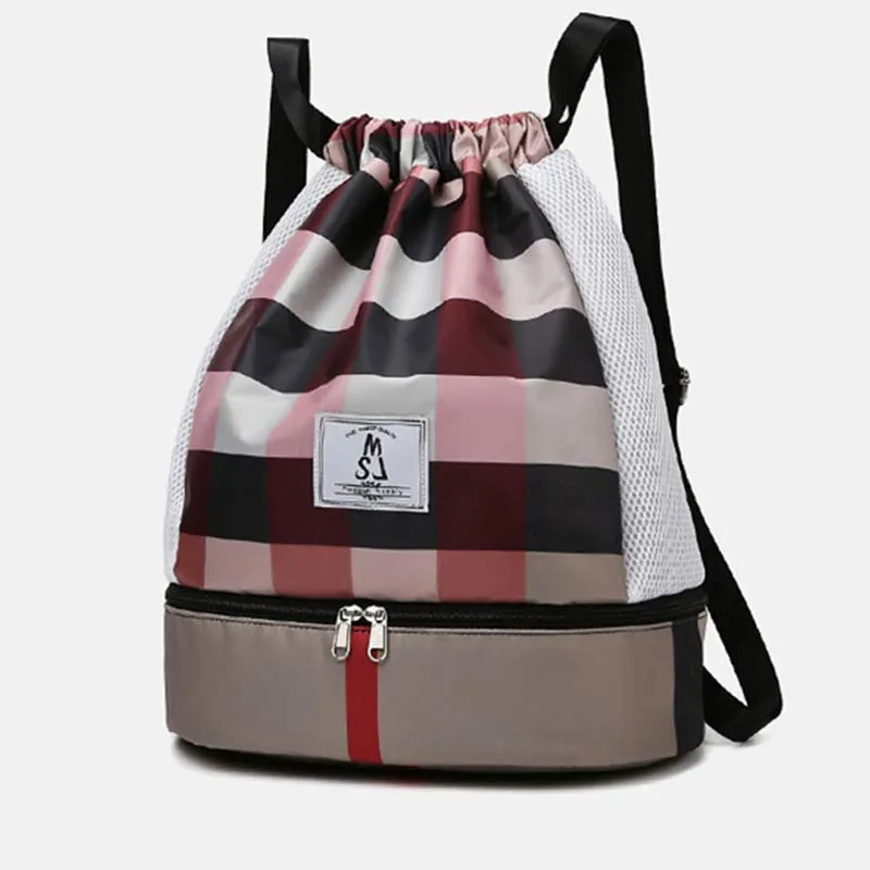 Waterproof Drawstring Backpack Sport Sack Mini Travel Daypack with Shoe Compartment