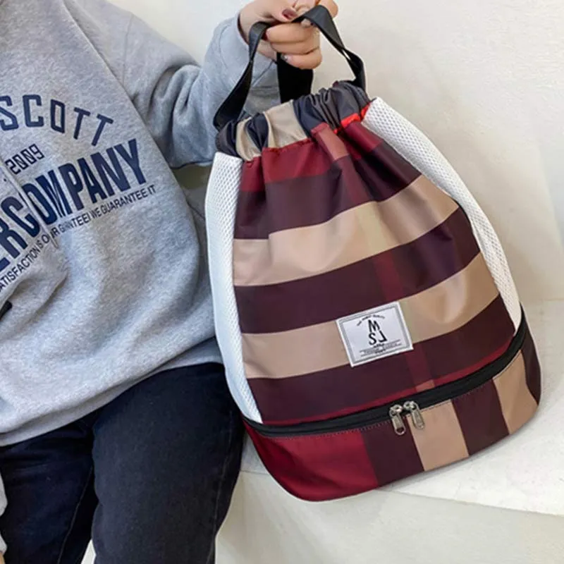 Waterproof Drawstring Backpack Sport Sack Mini Travel Daypack with Shoe Compartment