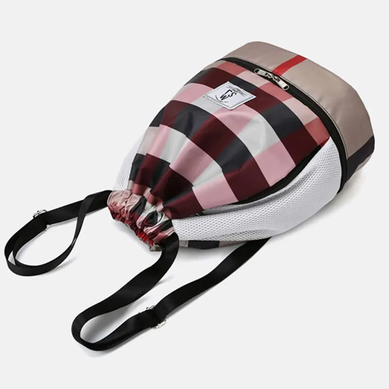 Waterproof Drawstring Backpack Sport Sack Mini Travel Daypack with Shoe Compartment