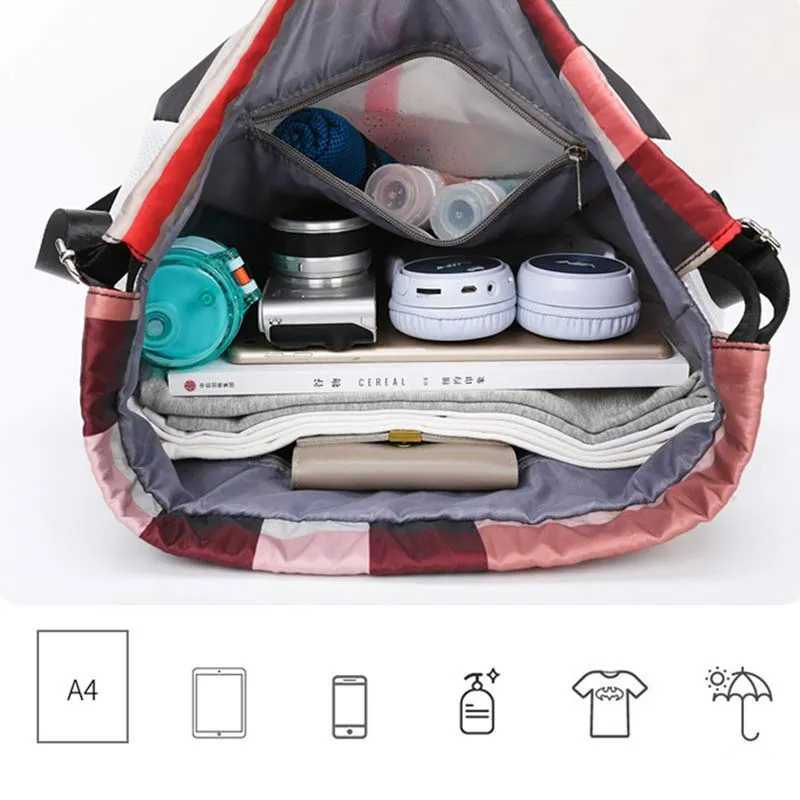 Waterproof Drawstring Backpack Sport Sack Mini Travel Daypack with Shoe Compartment