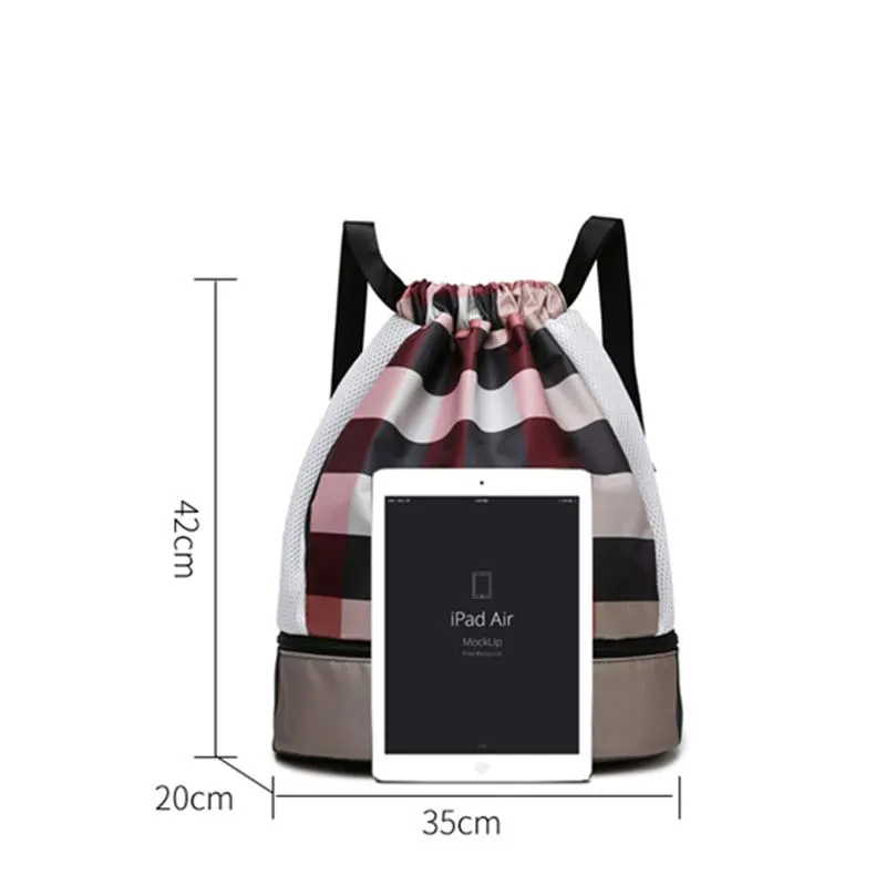 Waterproof Drawstring Backpack Sport Sack Mini Travel Daypack with Shoe Compartment