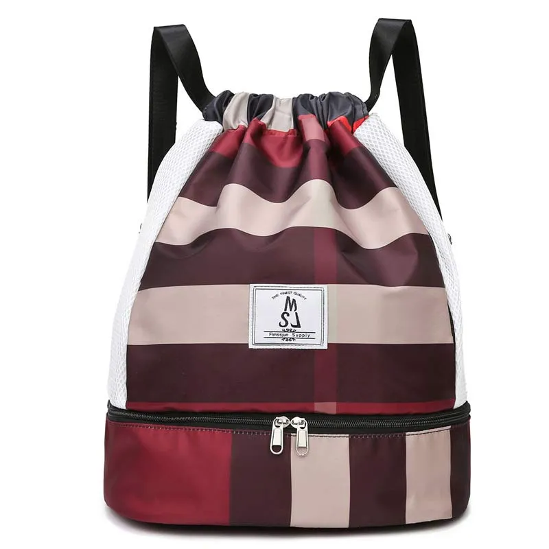 Waterproof Drawstring Backpack Sport Sack Mini Travel Daypack with Shoe Compartment