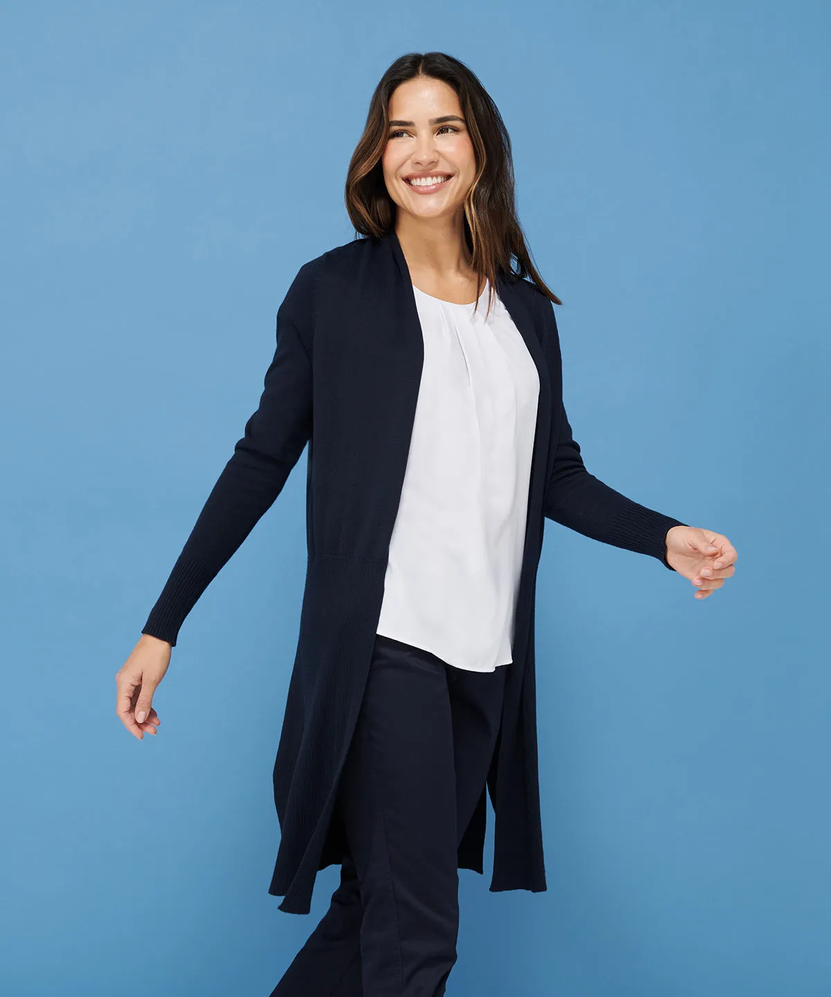 Womens longline open cardigan | Black