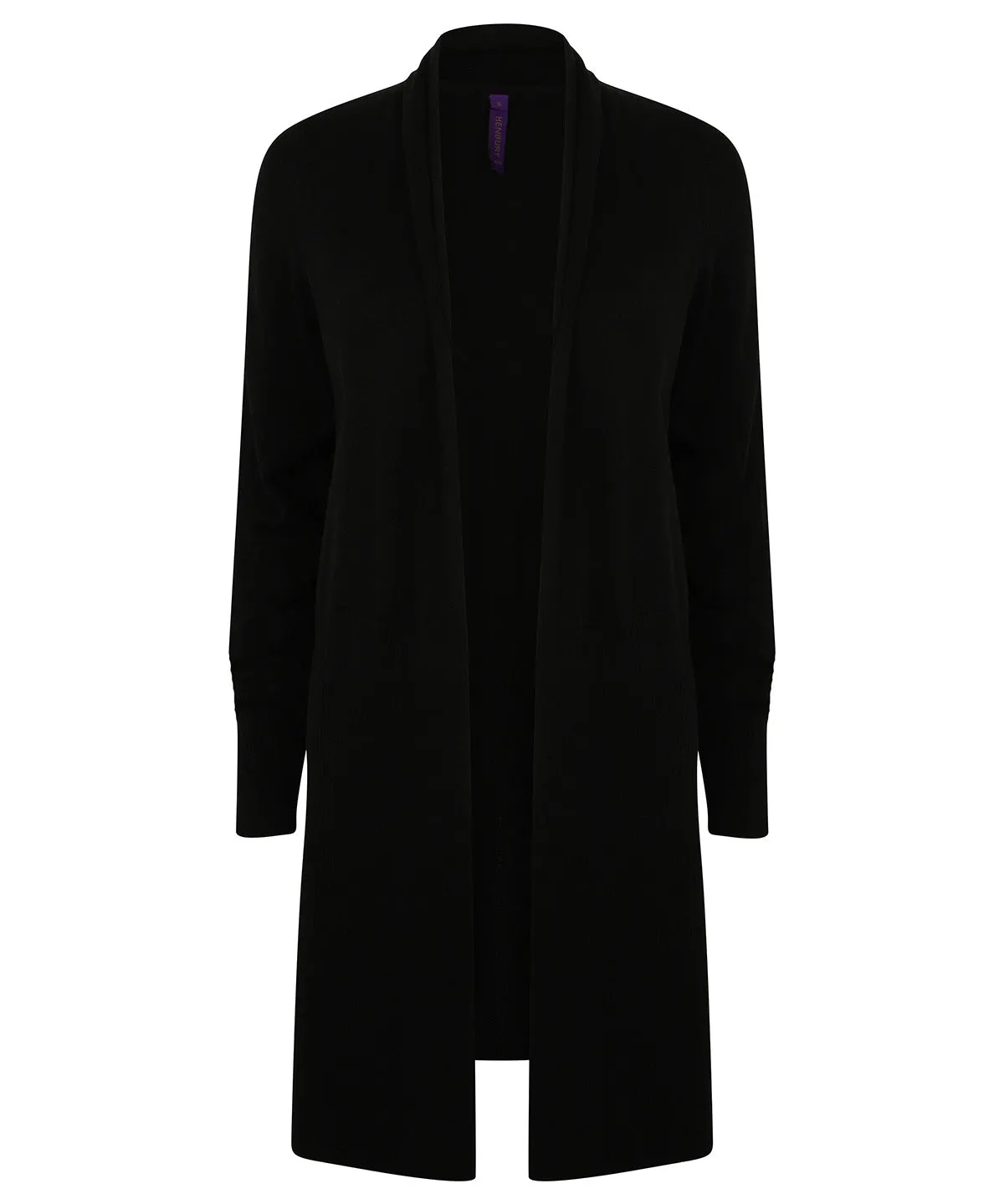 Womens longline open cardigan | Black