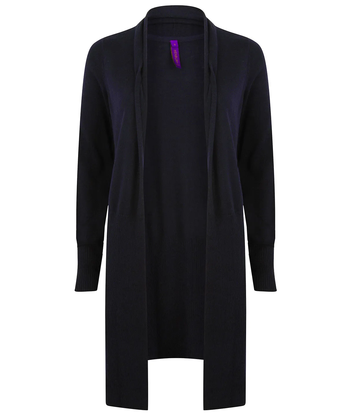 Womens longline open cardigan | Navy