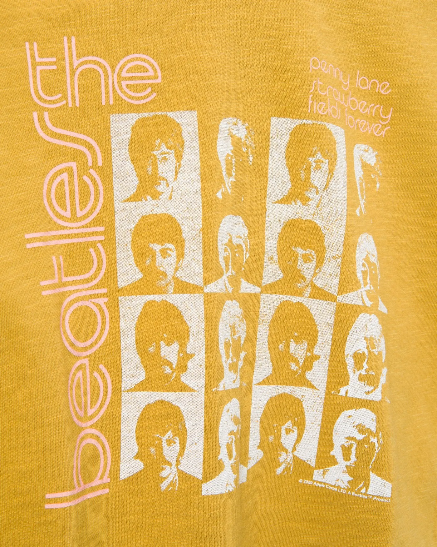 Women's The Beatles Strawberry Fields Crop Mock Neck Tee