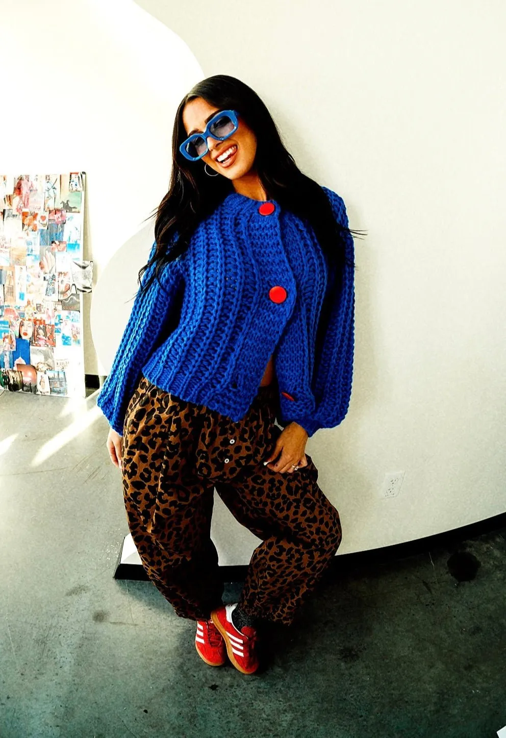 You Wish Hand Knit Chunky Cardigan in Blue