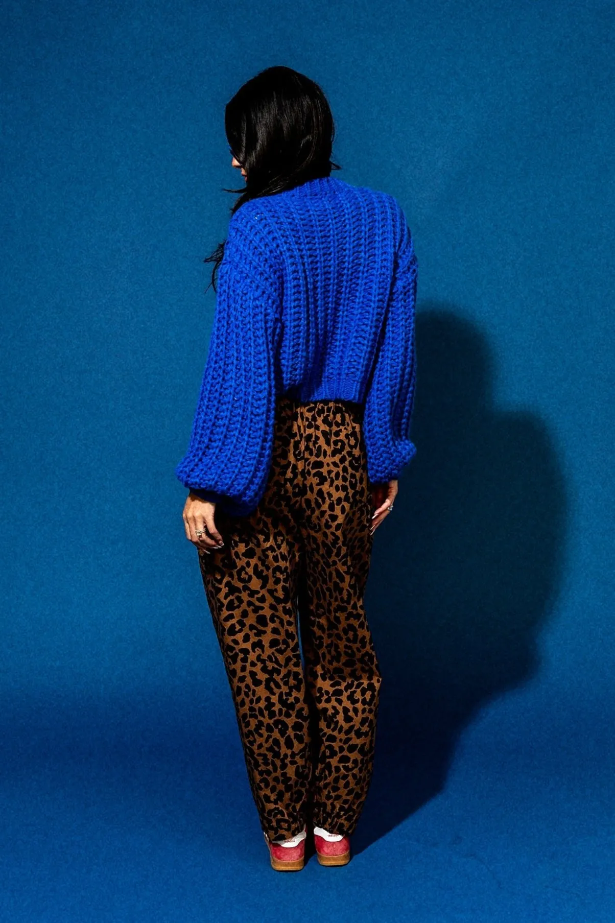 You Wish Hand Knit Chunky Cardigan in Blue