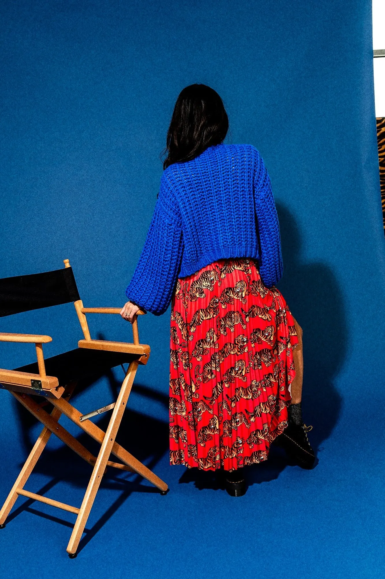 You Wish Hand Knit Chunky Cardigan in Blue