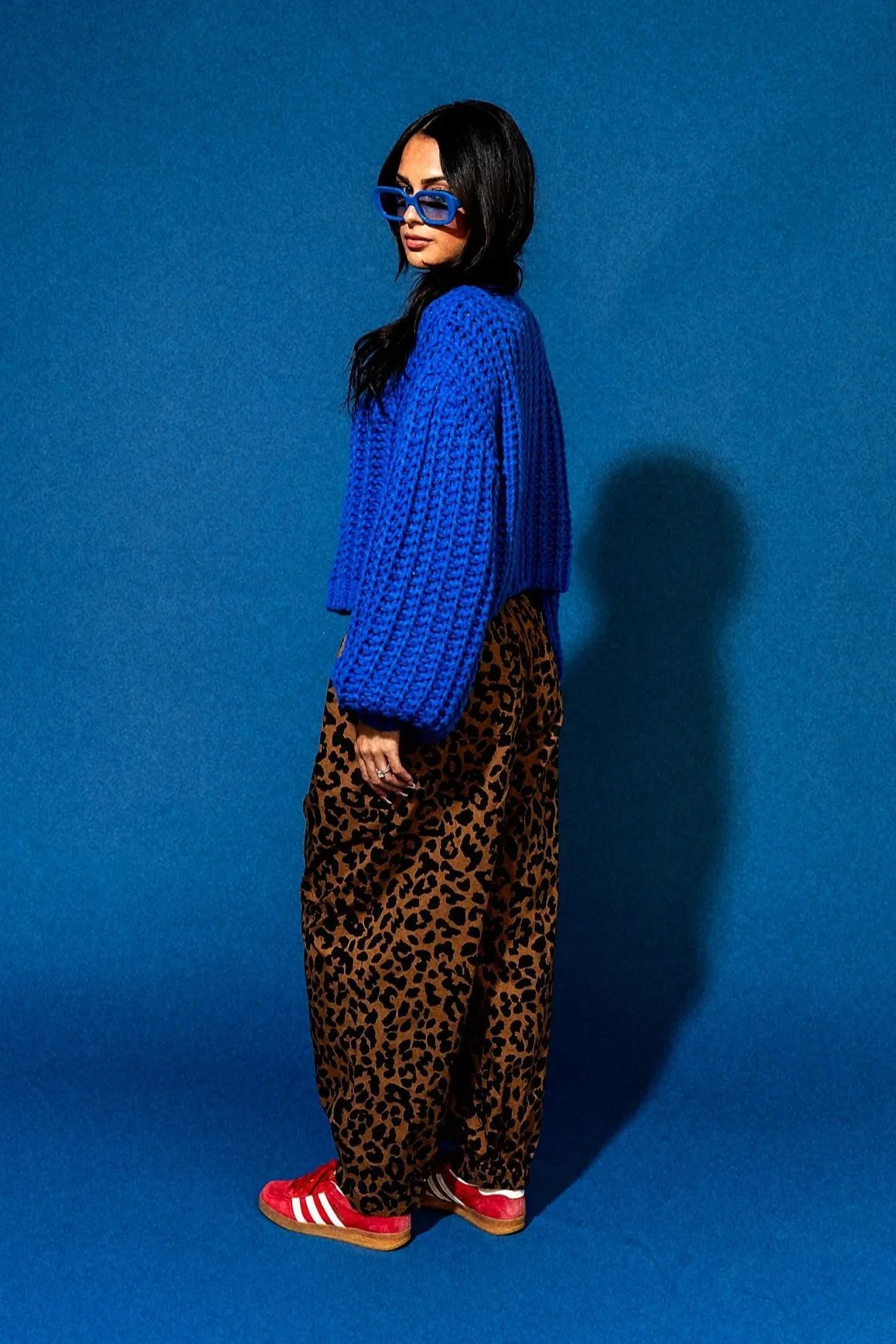 You Wish Hand Knit Chunky Cardigan in Blue
